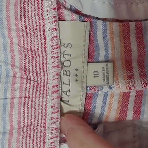 Talbots Striped Linen Blend Pullon Shorts size 10 - Picture 3 of 8